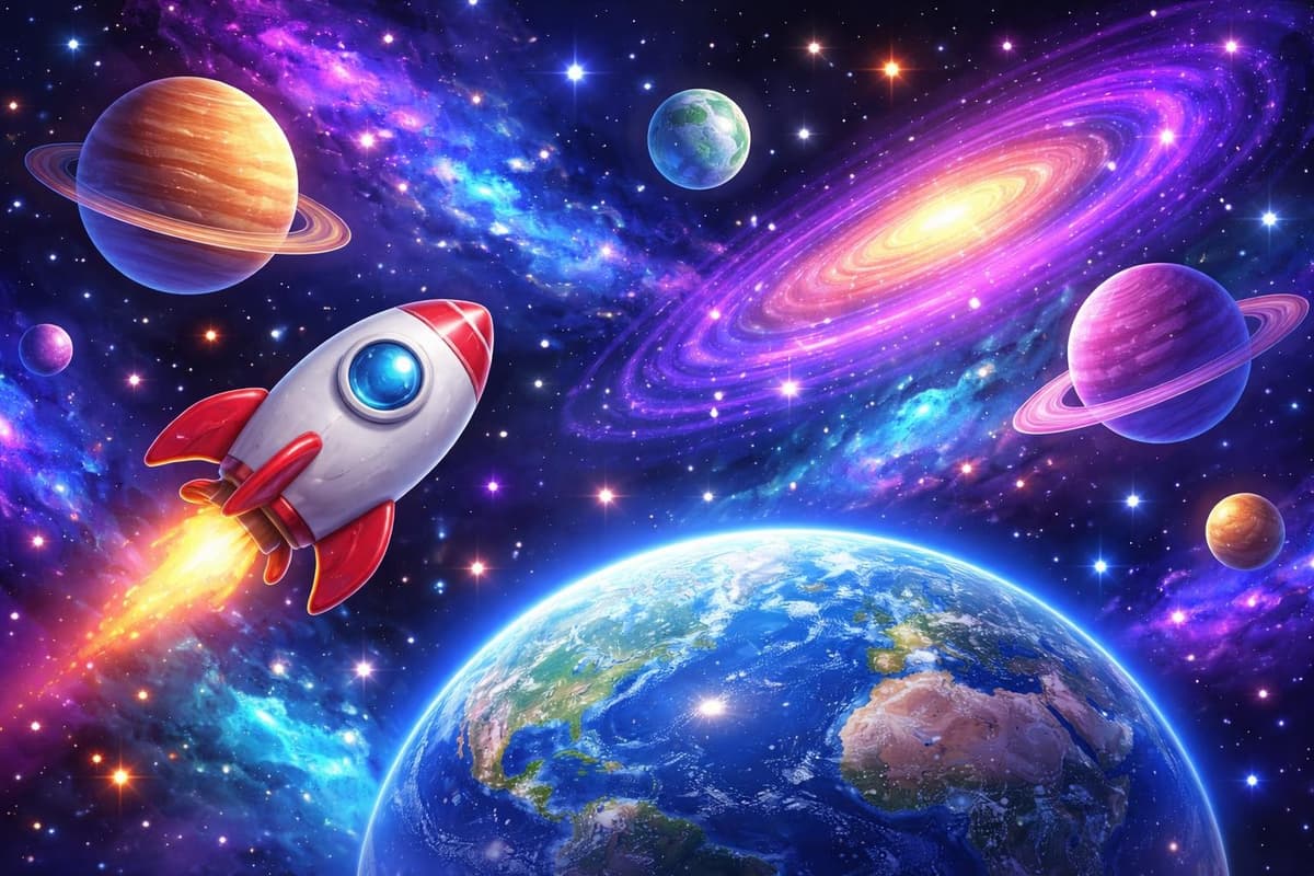 Space Explorer birthday card theme