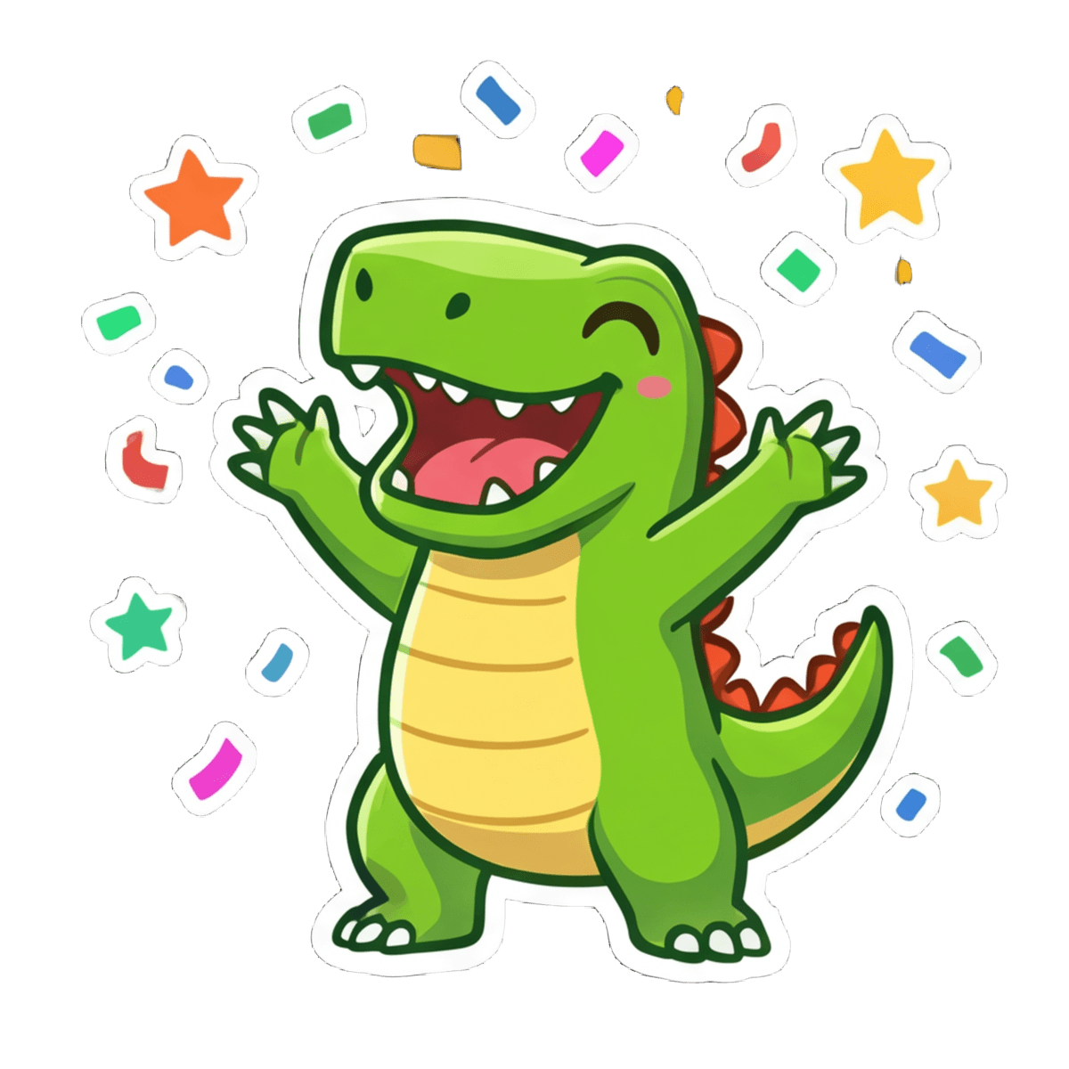 Dino mascot cheering